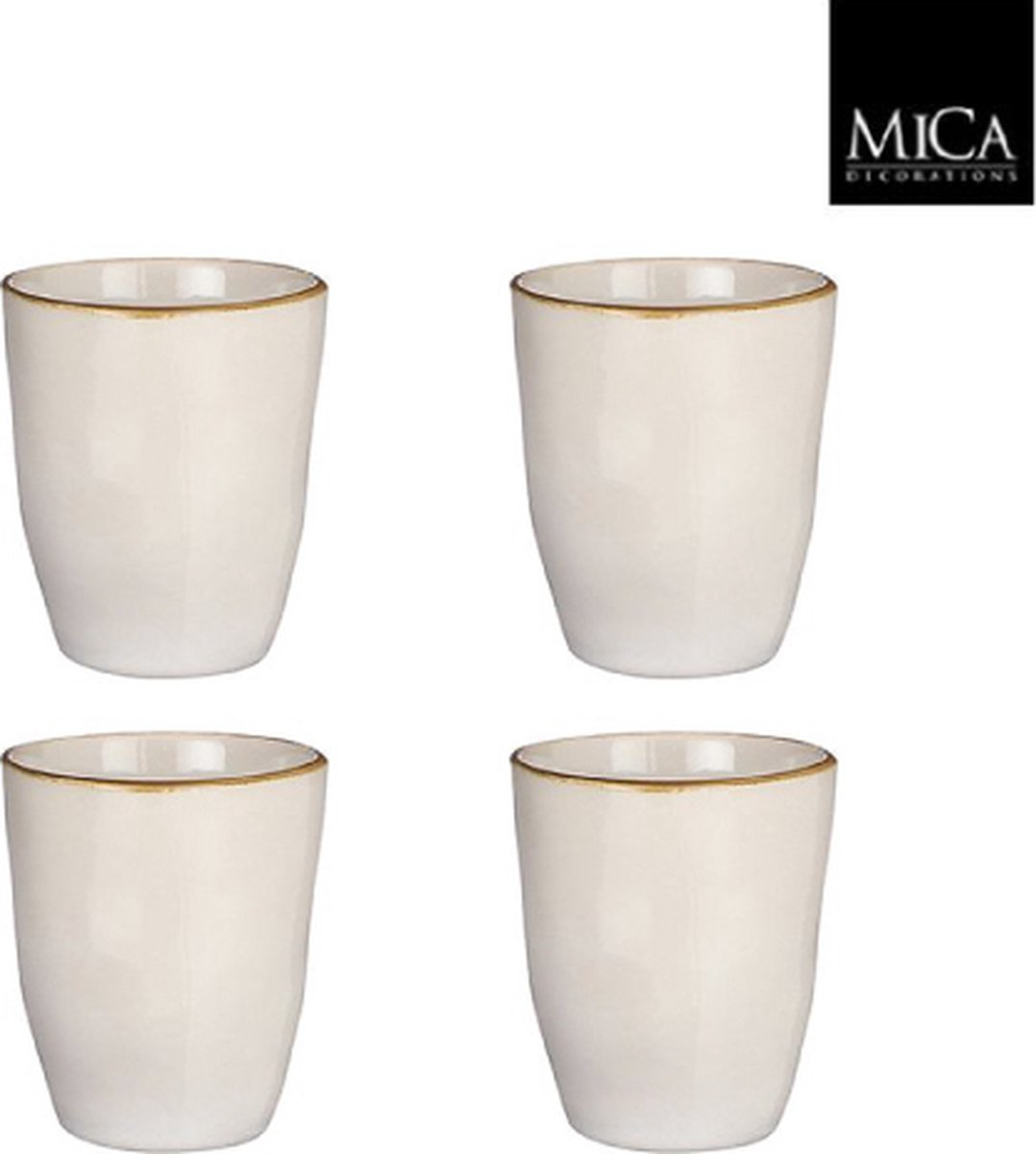 Goedkoopste Mica Decorations Tabo Beker 10 x 7.5 cm - Wit - 4 stuks