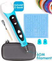 PenCreate 3D Pen met E-Book Inclusief 60 Meter Filament + Opbergcase + 3D Tekenmat + Vingerbeschermers + 3D-Pen Houder + 10 Stencils + NL Handleiding - 3D Pen Starterspakket - Blauw