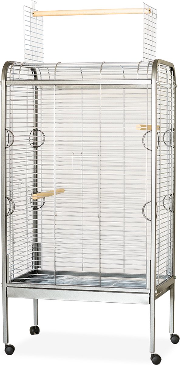 Duvo+ papegaaienkooi hamer ricky 56x85x160cm zilver + gratis speeltje