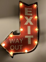 Retro wandbord "Exit" met led verlichting