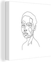 Canvas Schilderij Vrouw - Line art - Abstract - 50x50 cm - Wanddecoratie