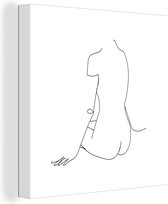 Toile Peinture Femme - Line au trait - Wit - 50x50 cm - Décoration murale