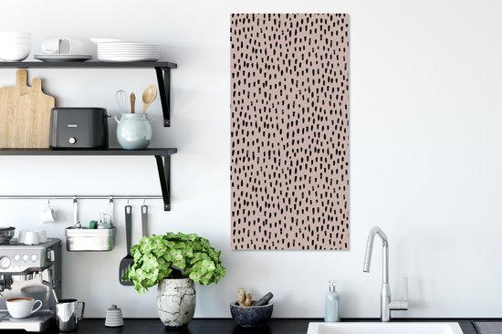 Tableau sur toile à pois - Rose - Zwart - 40x80 cm - Décoration murale
