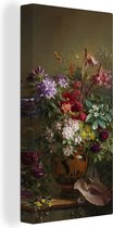 Canvas Schilderij Stilleven met bloemen in een Griekse vaas - Oude meesters - Kunst - 20x40 cm - Wanddecoratie