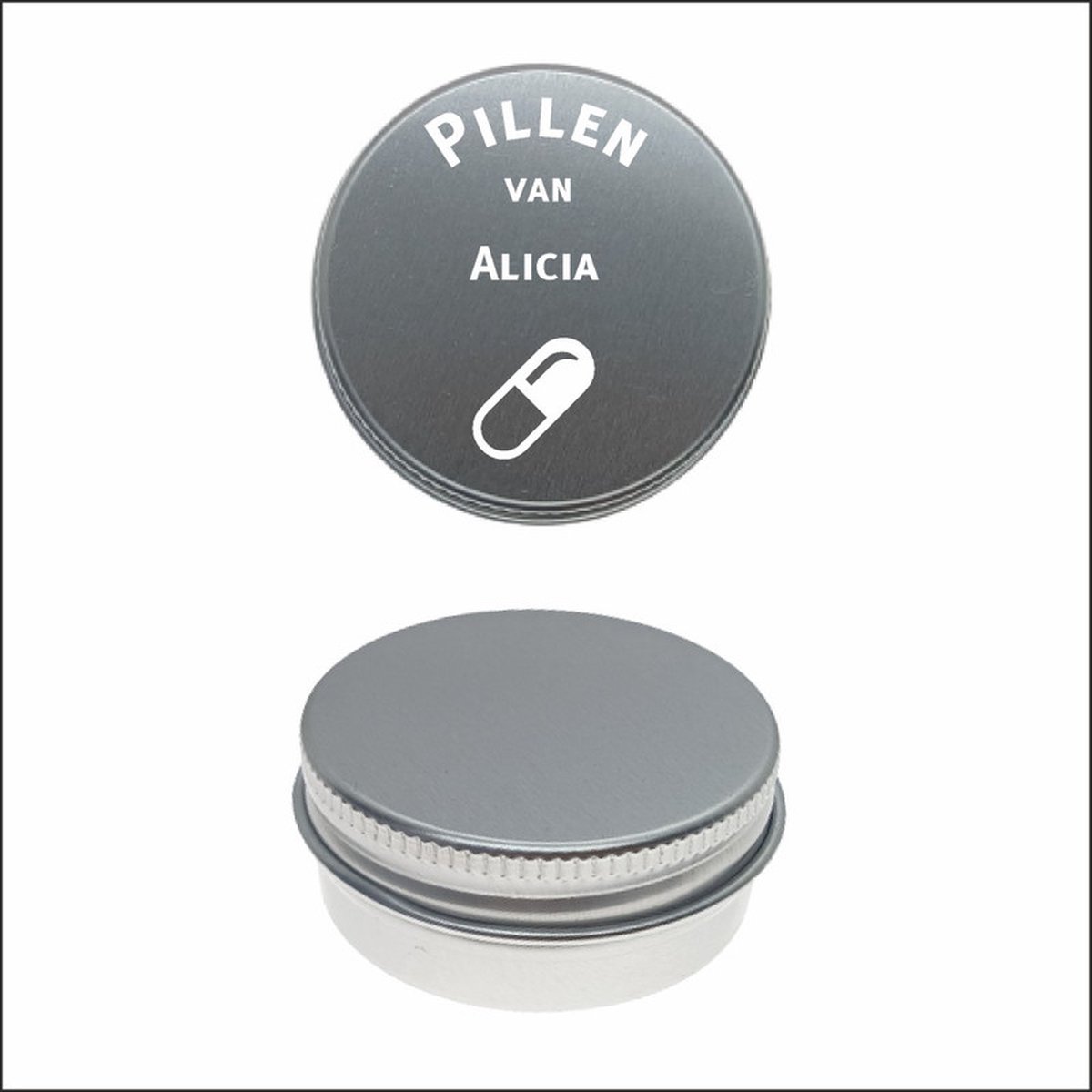 Pillen Blikje Met Naam Gravering - Alicia