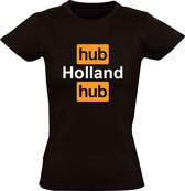 Hub Holland Hub Dames t-shirt | Nederland | koningsdag | Oranje | Nederlands Elftal | EK | WK | Zwart