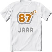 87 Jaar Feest T-Shirt | Goud - Zilver | Grappig Verjaardag Cadeau Shirt | Dames - Heren - Unisex | Tshirt Kleding Kado | - Wit - XXL