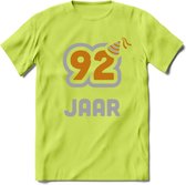 92 Jaar Feest T-Shirt | Goud - Zilver | Grappig Verjaardag Cadeau Shirt | Dames - Heren - Unisex | Tshirt Kleding Kado | - Groen - XXL