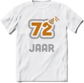72 Jaar Feest T-Shirt | Goud - Zilver | Grappig Verjaardag Cadeau Shirt | Dames - Heren - Unisex | Tshirt Kleding Kado | - Wit - XL