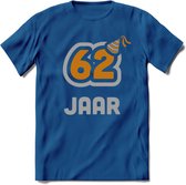62 Jaar Feest T-Shirt | Goud - Zilver | Grappig Verjaardag Cadeau Shirt | Dames - Heren - Unisex | Tshirt Kleding Kado | - Donker Blauw - L