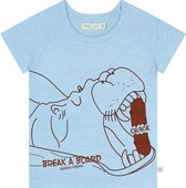 Smitten Organic - 'Hippo cracking Skateboard' Blauw T-shirt met korte mouwen