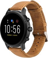 Leren smartwatch bandje - geschikt voor Fossil Gen 5 / Gen 5e 44mm / Gen 6 44mm - bruin