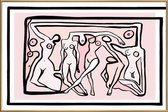JUNIQE - Poster met kunststof lijst Psychedelic Nudes -13x18 /Roze &