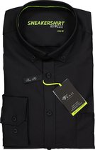 VENTI modern fit overhemd - zwart (neon contrast) - Strijkvriendelijk - Boordmaat: 46