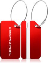 Thousandtravelmiles® – Aluminium Bagagelabel Rood – Kofferlabel – Bagagelabel voor koffers en tassen – Reislabel voor bagage – Adreslabels – 2 stuks – Rood