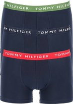 Tommy Hilfiger trunks (3-pack) heren boxers normale lengte - blauw met gekleurde tailleband -  Maat: XL