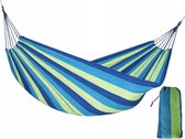 Ariko 2 persoons hangmat - tot 150 kg - 195x160cm - tweepersoons - buiten - katoen - opbergtas - groen/blauw