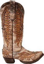 Cowboy laarzen dames Old Gringo Fairview - vintage Amerikaanse vlag - echt leer - spitse neus - maat 38