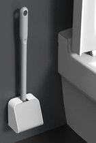 Siliconenen Toiletborstel - Zilver - Met Houder - Hangend - Toiletborstelhouder