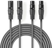 Nedis Gebalanceerde Audiokabel | 2x XLR 3-Pins Male | 2x XLR 3-Pins Female | Vernikkeld | 1.50 m | Rond | PVC | Donkergrijs | Kartonnen Sleeve