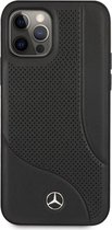 Mercedes-Benz Perforated Back Case - Geschikt voor Apple iPhone 12/12 Pro (6.1") - Zwart