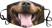 Grappige hondensnuit - hond - hondenneus - hondenbek - hond met tong uit de bek - herbruikbare mondkapjes - mondmaskers - wasbaar - niet medisch mondmasker - polyester - geschikt v