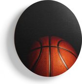 Artaza Houten Muurcirkel - Basketbal op een Zwarte Achtergrond - Ø 80 cm - Groot - Multiplex Wandcirkel - Rond Schilderij