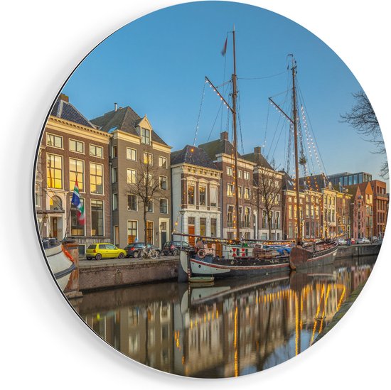 Artaza Dibond Muurcirkel Groningen Hoge der A Haven - Ø 50 cm - Klein - Wandcirkel - Rond Schilderij - Voor Binnen en Buiten
