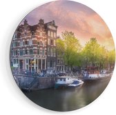 Artaza Dibond Muurcirkel Amsterdamse Grachten  - Ø 50 cm - Klein - Wandcirkel - Rond Schilderij - Voor Binnen en Buiten