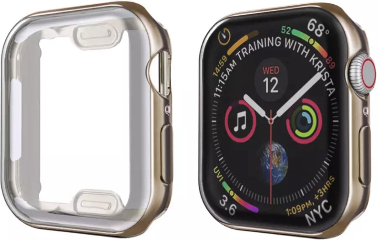 Apple Watch 44 mm Hoesje plus Screenprotector - iWatch full body case - 44 mm - Vintage Gold