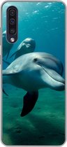 Geschikt voor Samsung Galaxy A50 hoesje - Water - Dolfijn - Blauw - Siliconen Telefoonhoesje