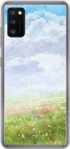 Geschikt voor Samsung Galaxy A41 hoesje - Waterverf - Bloemen - Landschap - Siliconen Telefoonhoesje