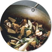Muismat - Mousepad - Rond - Wokpan gevuld met Chinese groenten - 20x20 cm - Ronde muismat
