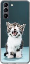 Geschikt voor Samsung Galaxy S21 hoesje - Kat - Kitten - Miauw - Siliconen Telefoonhoesje