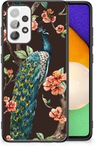 Siliconen Back Cover Geschikt voor Geschikt voor Samsung Galaxy A52 | A52s (5G/4G) Telefoon Hoesje met Zwarte rand Pauw met Bloemen