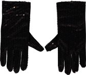 Glitter handschoenen | Zwart | One size | Micheal Jackson handschoen | Popster glitter handschoen | Carnaval | Stoffen handschoen | Apollo | Carnaval