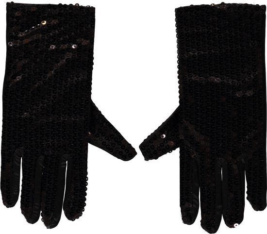 Op de kop van voordeel Voorbeeld Glitter handschoenen | Zwart | One size | Micheal Jackson handschoen |  Popster glitter... | bol.com