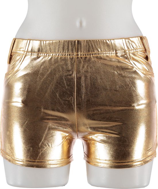 Apollo - Hotpants dames - Latex - Goud - Maat S/M - Hotpants - Carnavalskleding - Feestkleding - Hotpants latex - Hotpants dames