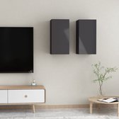 Decoways - Tv-meubelen 2 stuks 30,5x30x60 cm spaanplaat hoogglans grijs