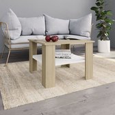 Decoways - Salontafel 60x60x42 cm spaanplaat wit en sonoma eikenkleurig