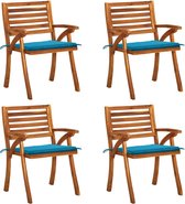 Decoways - Tuinstoelen 4 stuks met kussens massief acaciahout