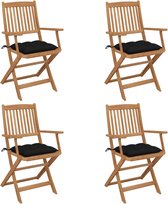 Decoways - Tuinstoelen 4 stuks inklapbaar met kussens massief acaciahout