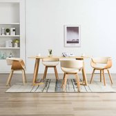 Decoways - Eetkamerstoelen 4 stuks gebogen hout en kunstleer crème