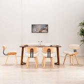 Decoways - Eetkamerstoelen 6 stuks gebogen hout en kunstleer crème