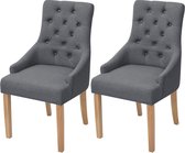 Decoways - Eetkamerstoelen 2 stuks stof donkergrijs