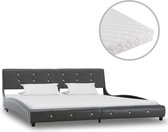 Decoways - Bed met matras kunstleer grijs 180x200 cm