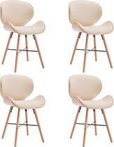 Decoways - Eetkamerstoelen 4 stuks kunstleer en gebogen hout crème