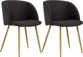 Decoways - Eetkamerstoelen 2 stuks stof zwart