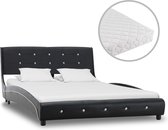Decoways - Bed met matras kunstleer zwart 120x200 cm