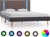 Decoways - Bedframe met LED stof taupe en donkergrijs 120x200 cm